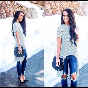 Boutique high low stripped shirt